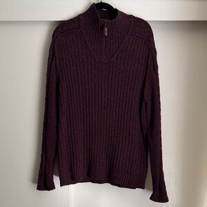 Tommy Bahama Hamada Maroon Ribbed Turtleneck Sweater half zip XL wool and silk